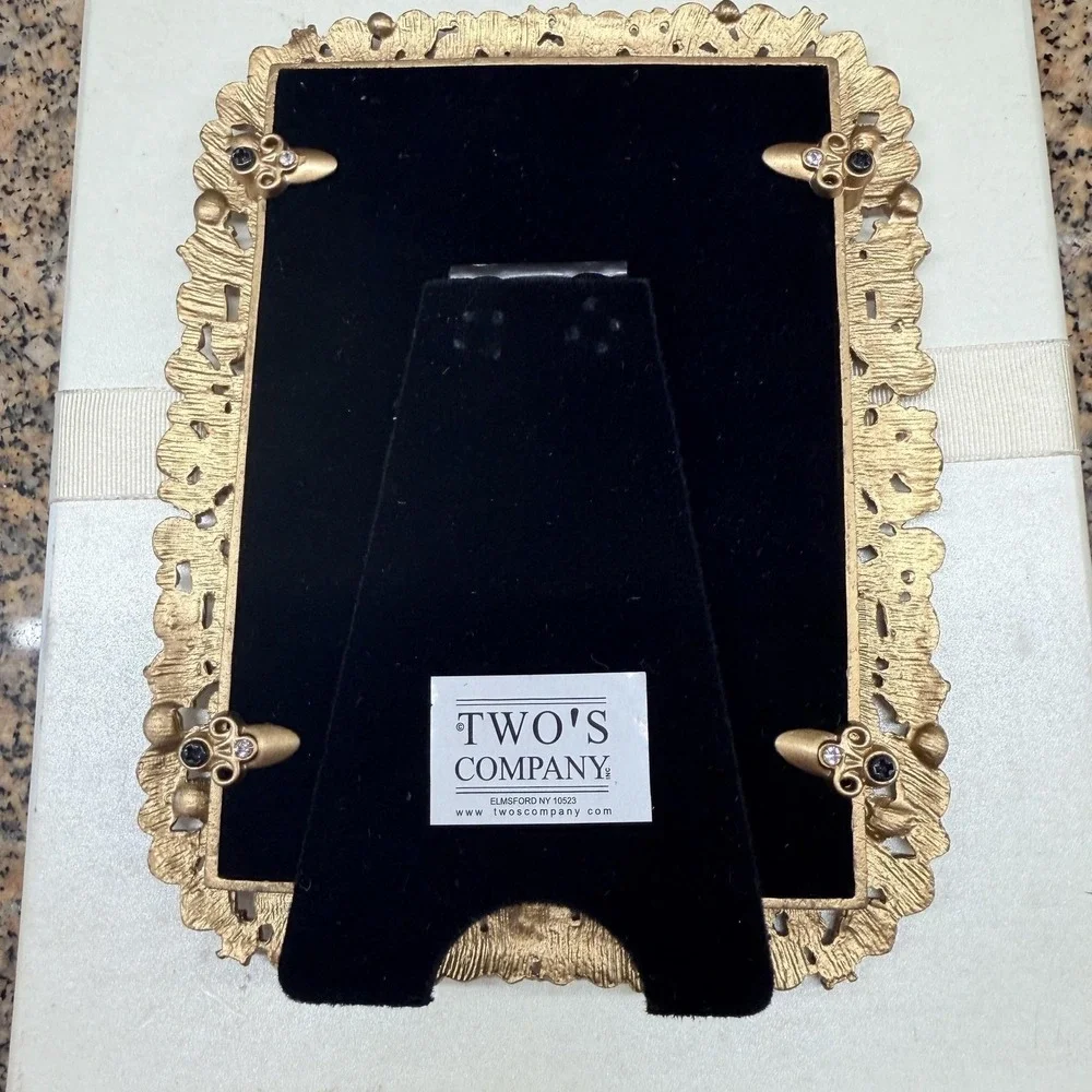 Two's Company Margrit Gold Pearl AustrianCrystal Photo Frame 3.5x5 Wedding Decor